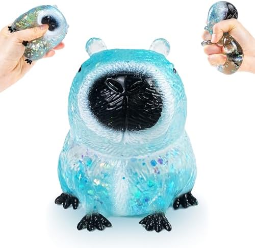 Blue glitter capybara squishy squeeze stress relief fidget toy