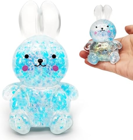 Blue glitter bunny squishy squeeze sugar ball stress toy