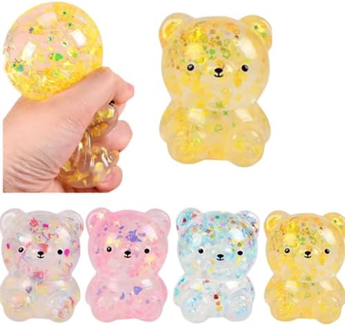 Yellow glitter gummy bear candy squishy squeeze toy