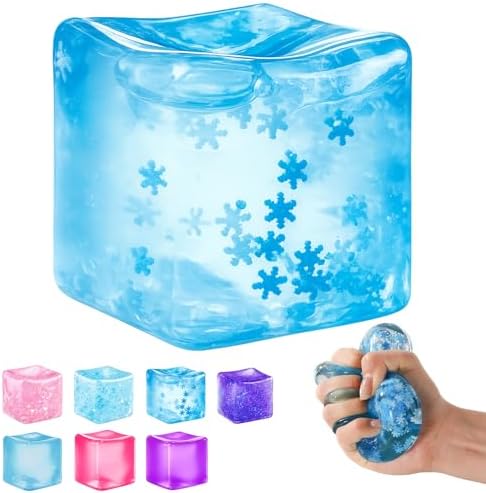 Snow blue snowflake ice cube squishy stress ball