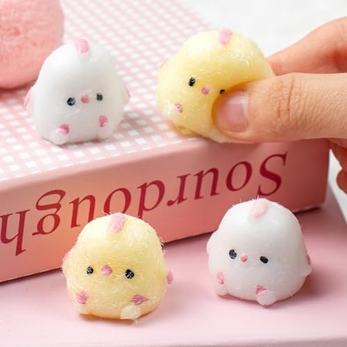 Mini fuzzy chick squishy 4 pack white and yellow