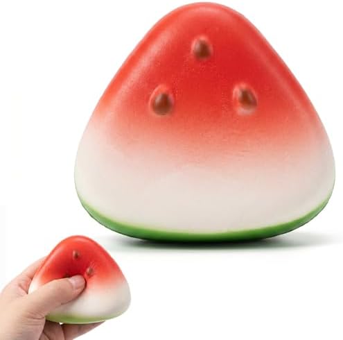 Realistic single watermelon squishy slice slow rising