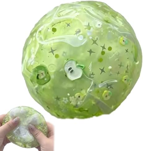 Green apple scented crunch squishy ball with star glitter