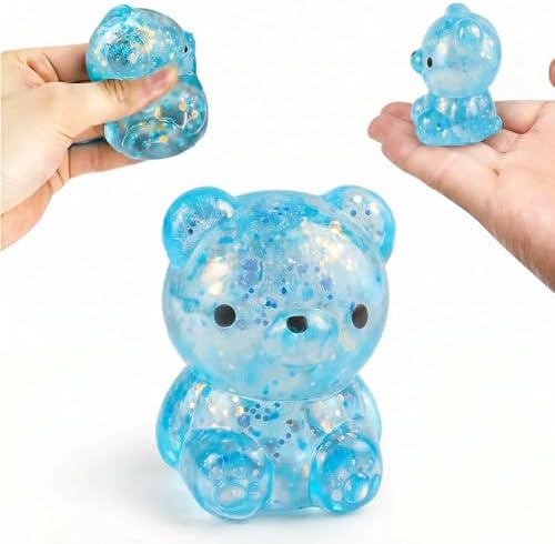 Mini blue glitter bear squishy slow rising fidget toy
