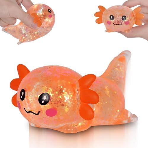 Mochi orange axolotl squishy stress relief toy