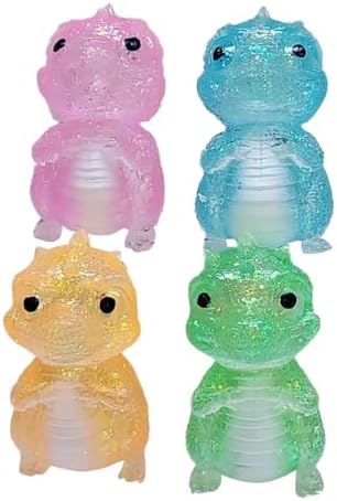 Pink glitter dinosaur squishy squeeze fidget toy