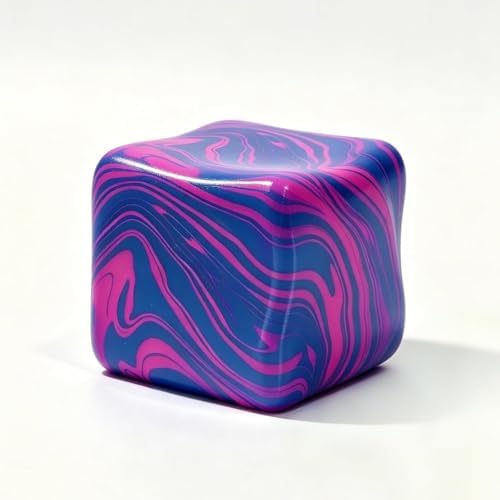 Blue and purple marble swirl gel ball squishy cube