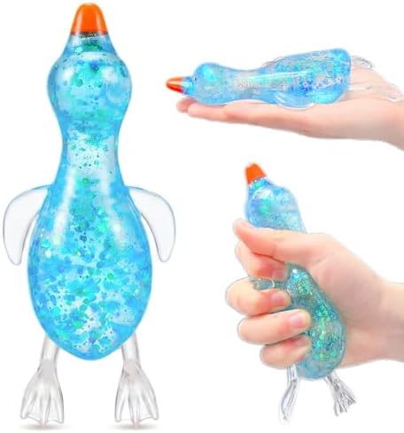 Blue glitter duck squishy with stretchy neck
