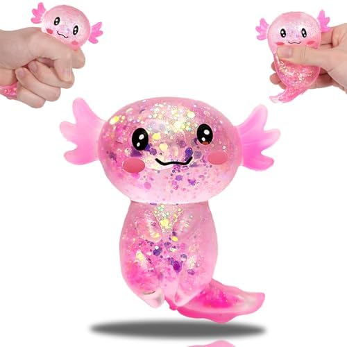 Pink long tail axolotl squishy slow rising sensory toy