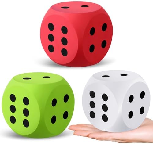 Red, green and white kawaii foam dice squishy 3 pack
