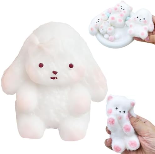 Soft white bunny squishy with floppy ears slow rising sensory toy
