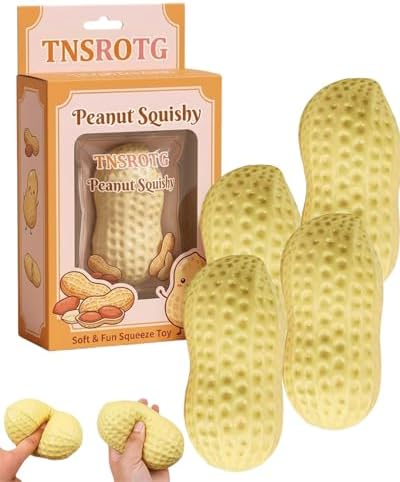 4 pack peanut squishy crunchy slow rising squeeze stress relief toy