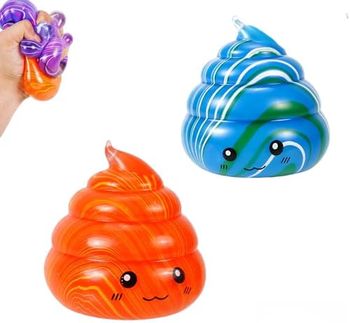 Orange and green marble swirl poop squishy 2 pack