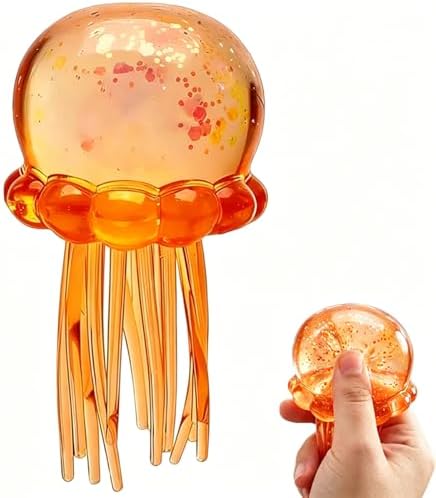 Orange jellyfish squishy soft squeeze sensory fidget toy