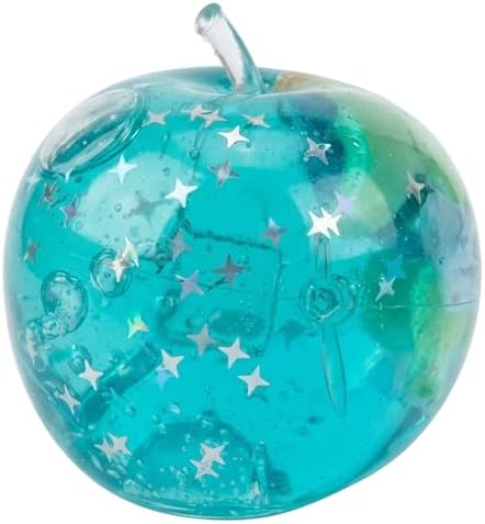 Teal apple squishy filled with silver star glitter