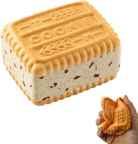 Jumbo golden sandwich biscuit cookie squishy with speckled cream filling
