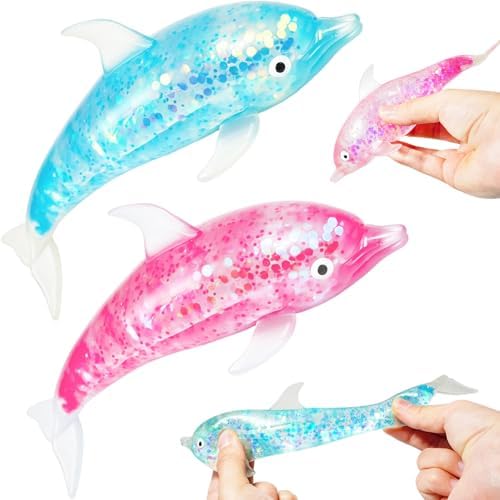 Glitter dolphin squishy duo sparkly sea animal stress toys