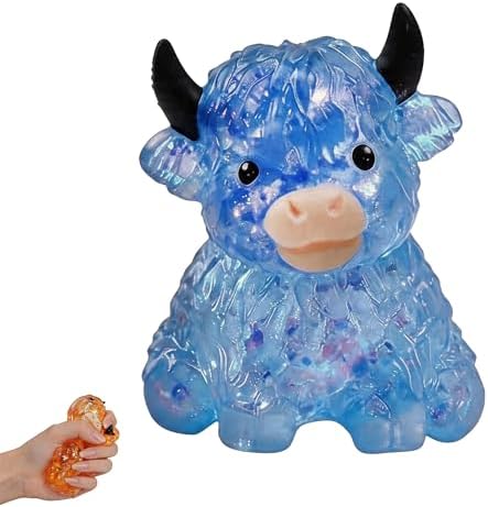 Blue crystal jelly highland cow squishy