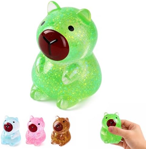 Green glitter capybara squishy squeeze slow rising squishy toy