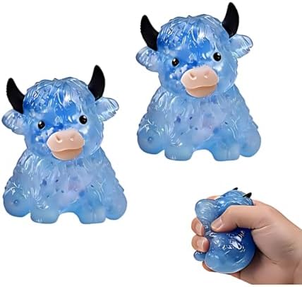 2 pack blue crystal jelly slow rising cow squishy toy set
