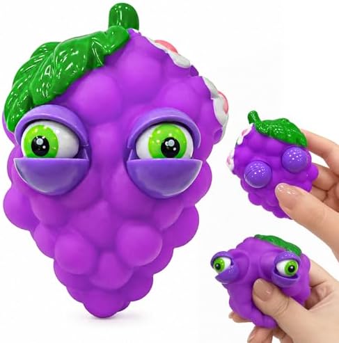 Cute grape squishy with eyes funny face squeeze fidget toy