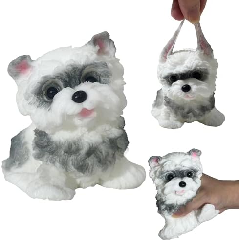 Realistic grey schnauzer dog squishy