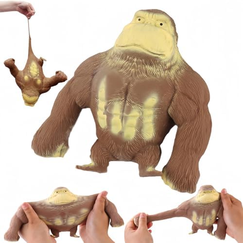 Large brown muscular monkey squishy gorilla toy