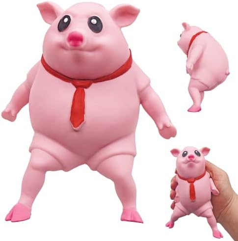 Kawaii pink pig squishy stretchy piggy with tie
