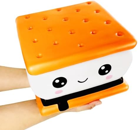 Jumbo kawaii s'mores cookie squishy with graham crackers and smiling face