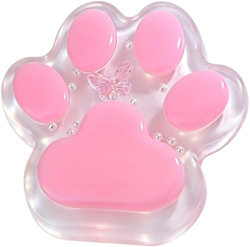 Clear pink butterfly cat squishy paw