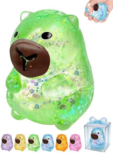 Green glitter capybara squishy slow rising fidget toy