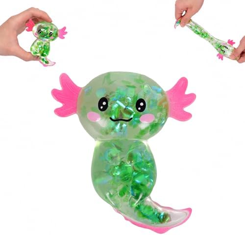 Green confetti axolotl squishy chunky sequin fidget toy