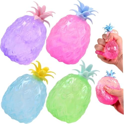 4 pack glitter pineapple squishy squeeze toys