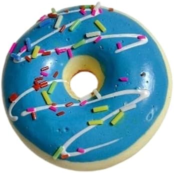 Realistic blue blueberry donut squishy with white drizzle