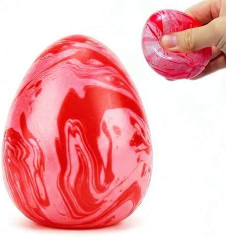 Red swirl sugar ball egg squishy being squeezed