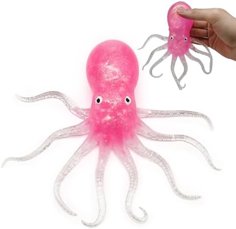 Pink jumbo octopus squishy slow rising stress toy