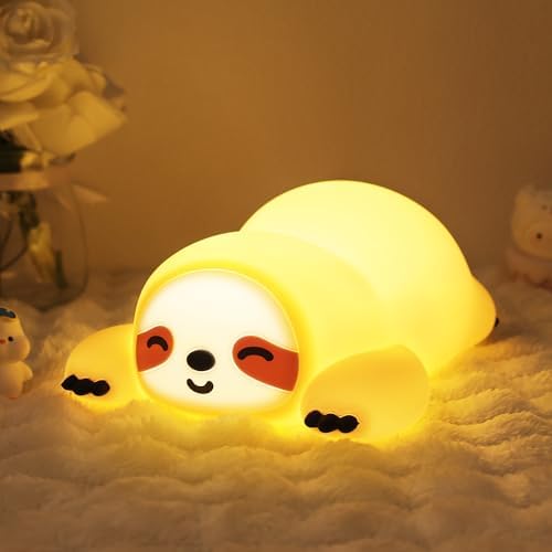 Soft white sloth squishy light squeeze glow bedtime buddy