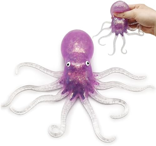 Purple glitter octopus squishy slow rising stress toy
