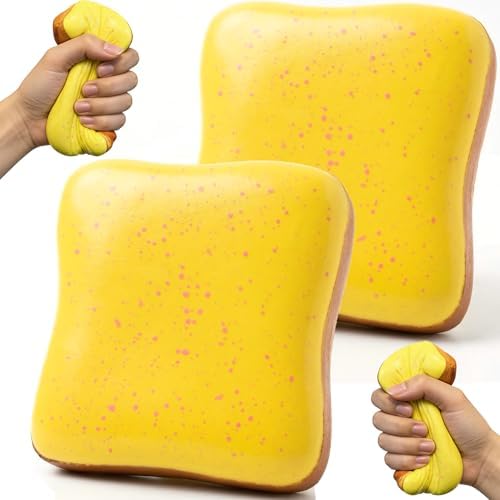2 pack speckled butter toast bread squishy squeeze toys