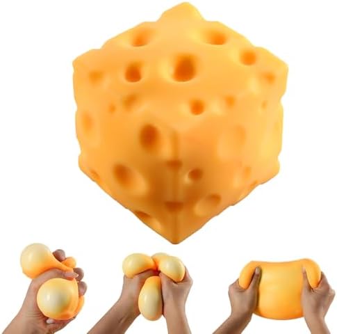 Big orange cheddar cheese squishy squeeze cube