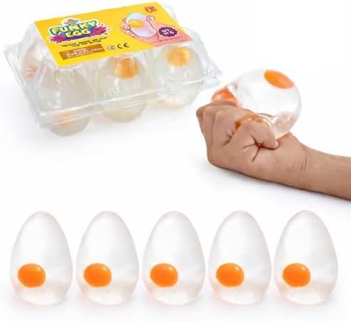 Realistic egg squishy clear yolk squeeze balls six pack