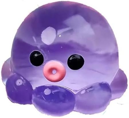 Handmade purple mochi octopus squishy with a cute face