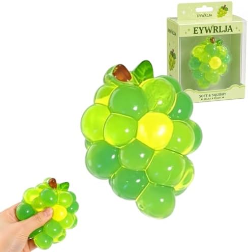Green grape squishy clear crystal jelly fruit fidget toy