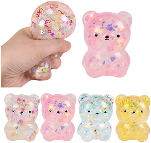 Pink glitter gummy bear candy squishy sensory toy