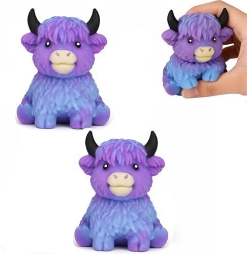 2 pack purple soft highland cow squishy slow rising fidget toy