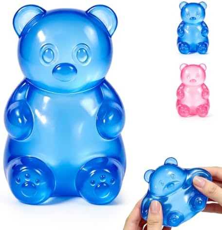 Single blue translucent jelly bear squishy mochi toy