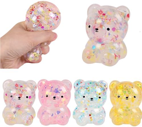 Kawaii clear gummy bear candy squishy glitter toy
