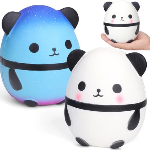 galaxy and white panda egg squishy 2 pack slow rising