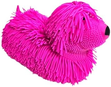 Pink shaggy stringy puffer dog squishy