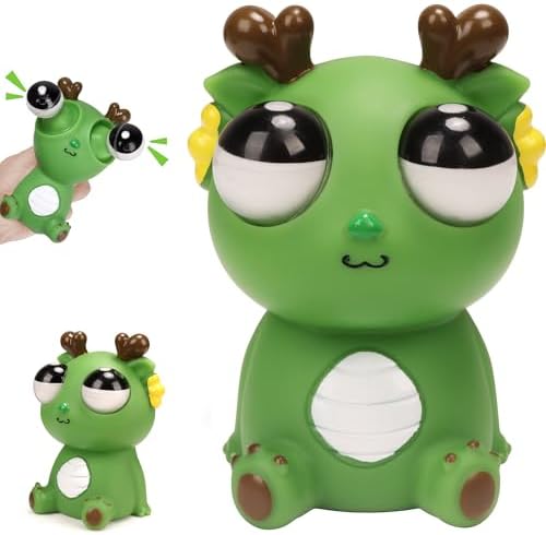 Green pop-out eyeball squishy dragon squeeze toy